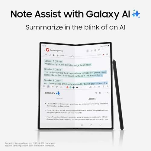 Galaxy device displaying AI note summarization feature.