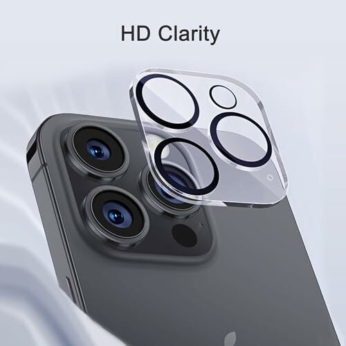 Phone with camera lens protector displayed.