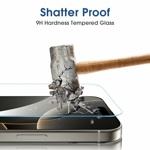 Hammer shattering a tempered glass screen protector.